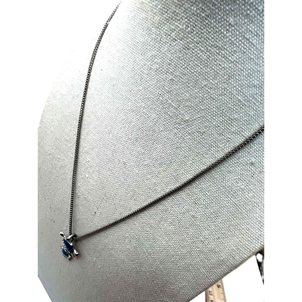 NEW Blue Enamel Crystal Inlay Turtle Design Pendant Necklace - Picture 6 of 10